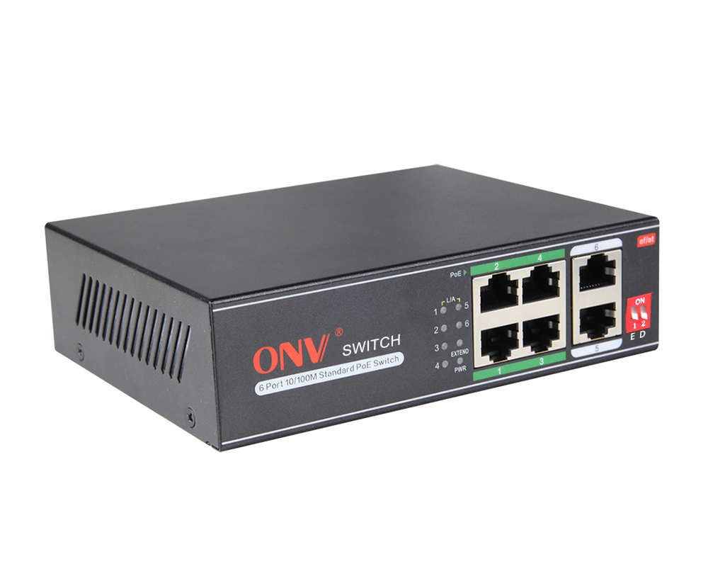Лучший 6 портов 10/100 Мбит/с oem poe сетевой коммутатор (4 poe портами 2 uplink порт)