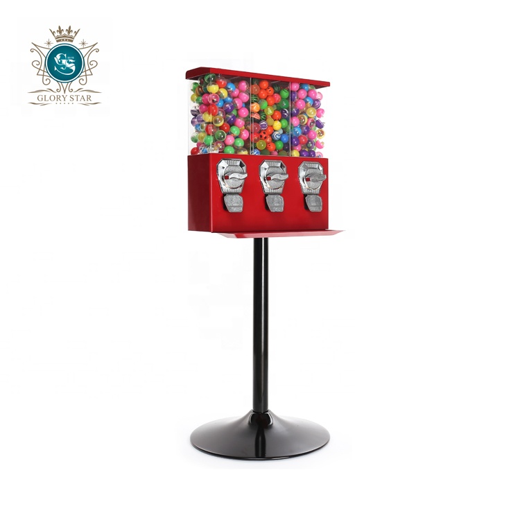 Automatic Square Gift/Candy/Gumball/Capsule Vending Machine/New Business Ideas Triple Head Toy Vending Machine