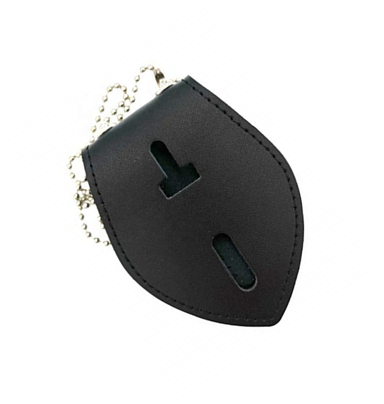 Black US Detective Badge Leather Holder Belt Clip Leather Necklace Ball Chain Police Badge Holder