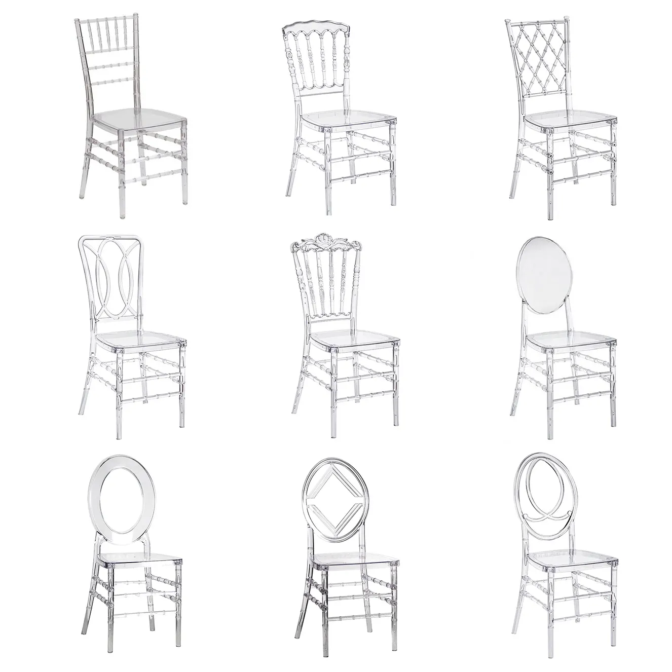 Wholesale Clear Acrylic Crystal Resin Event Tiffany Chiavari Chair Transparent Plastic Dining Chair For Weddings And Banquet