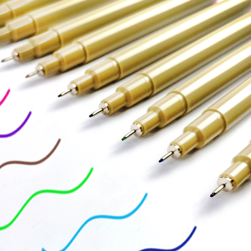 KHY Professional 12 Colors Micro Fine Liner Sketch Paint For Colour Kid Drawing Art Marker Fineliner Color Permanent Pen Set