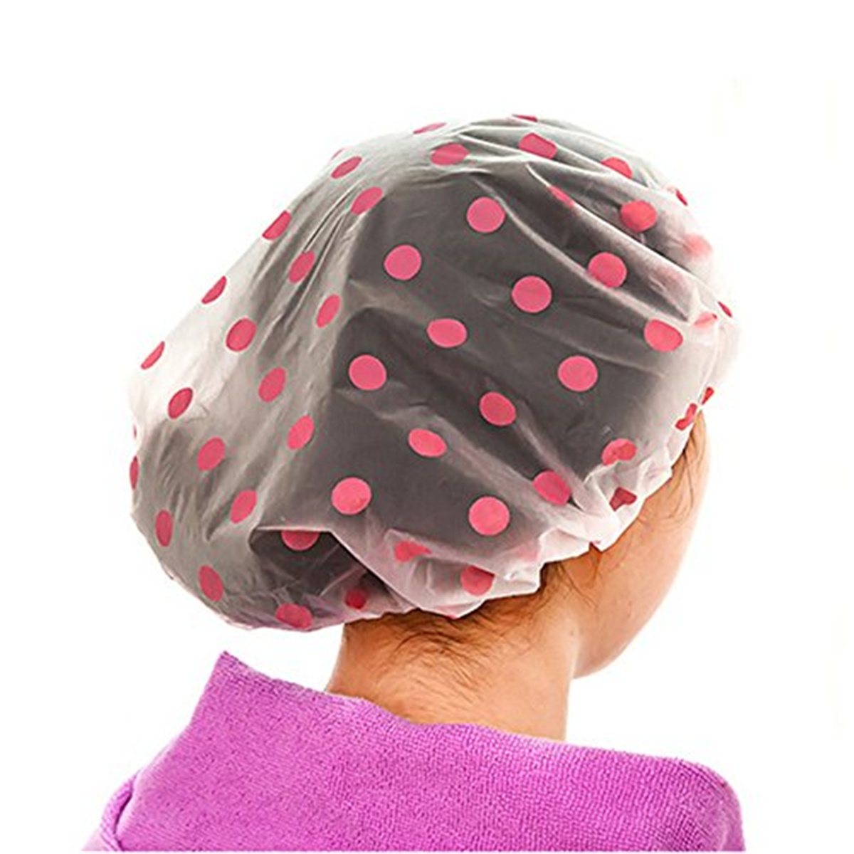 Custom Printing Waterproof Reusable Plastic Clear Packaging EVA Shower Caps for Women Hair Care Cap