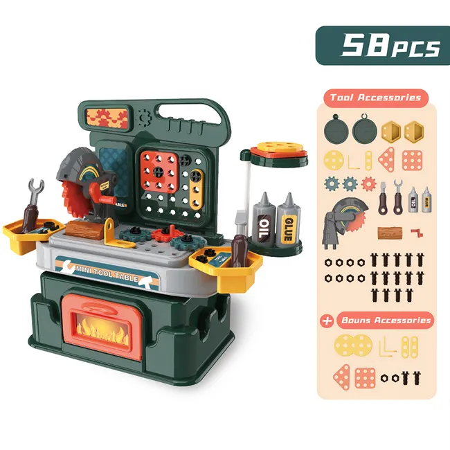 Simulation mini interesting repair tool set toy table kids pretend play kitchen repair tool toys 58pcs