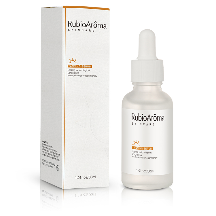RubioAroma OEM/ODM Фирменная торговая марка, натуральные глубокие темные капли для загара для лица и тела, безсолнечное масло для тела, самозагаряющаяся сыворотка