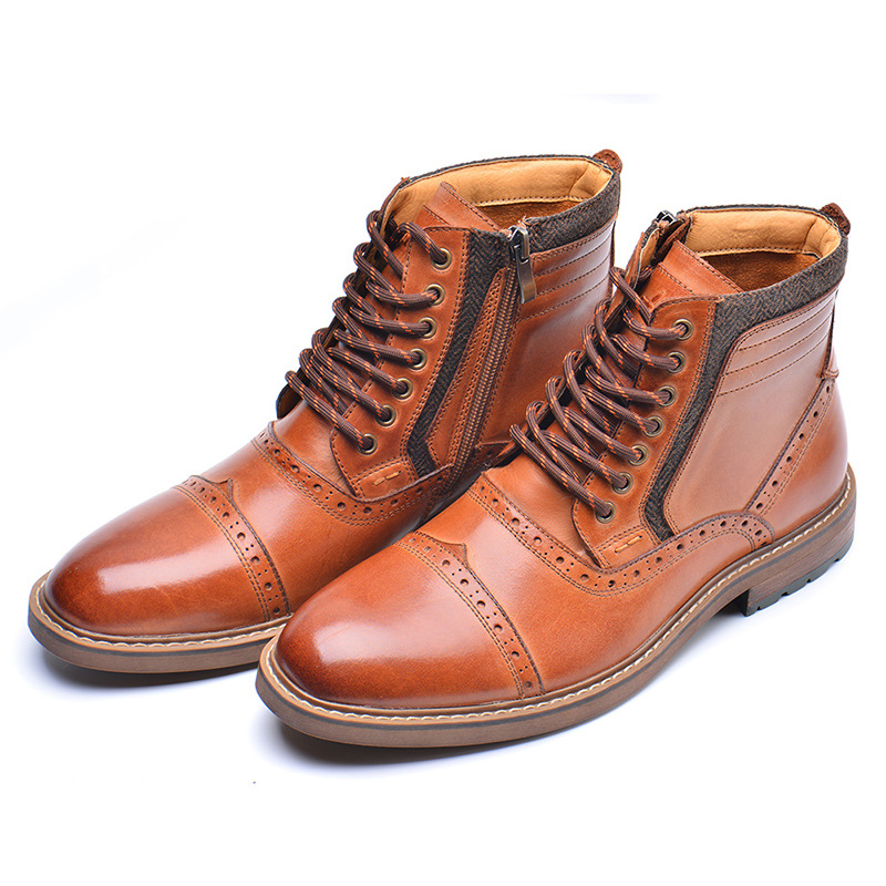 Customerized factory OEM ODM EU size 46 47 italian mens high top shoes brown and black Men's dress Boots