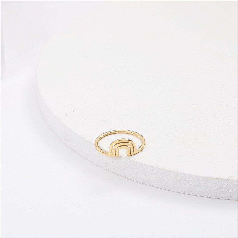 High End 18K PVD Gold Plated Geometric Cute Rings for Women Trendy Stainless Steel Jewelry Wholesale