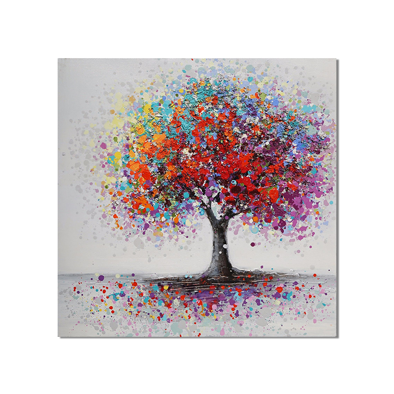 Popular Handmade oil painting landscape red tree wall painting for home hotel decor paintings