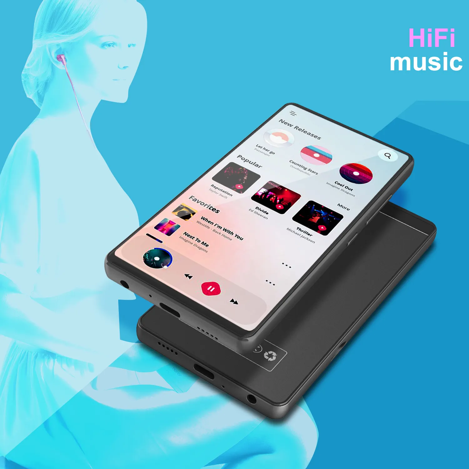 WiFi MP4 Player With BT 5.0 Inch 16GB Touch Screen MP3 Player Support APP Spotify Up To 128GB Android 9.0 Smart Mp3 Player