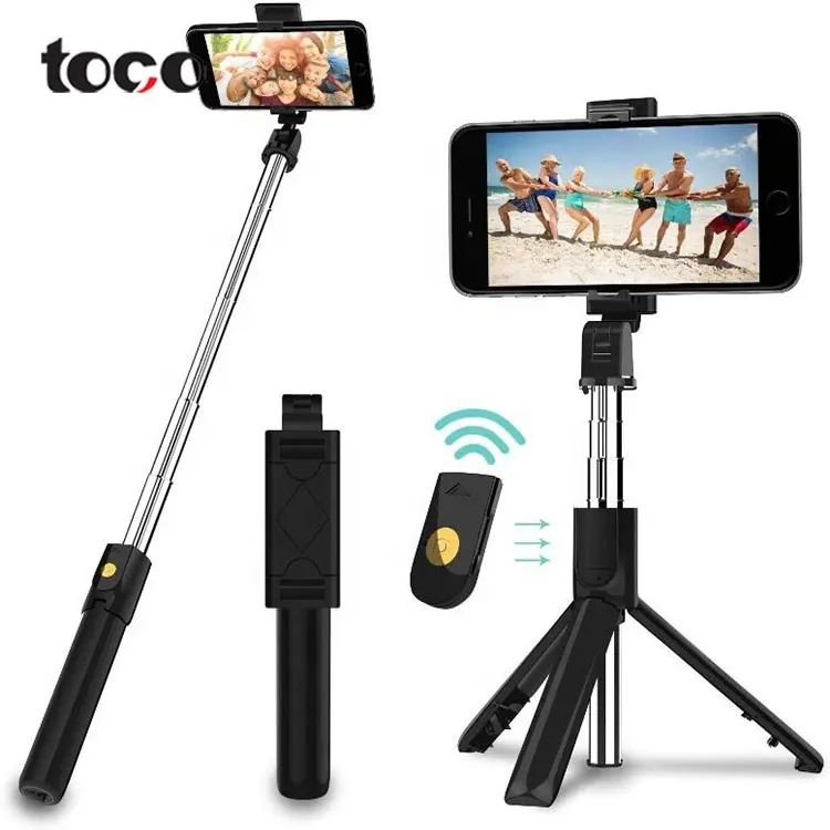 Toco Handheld Telescopic Wireless Control Bluetooths Selfie Stick 4 In 1 Wireless Selfie Stick