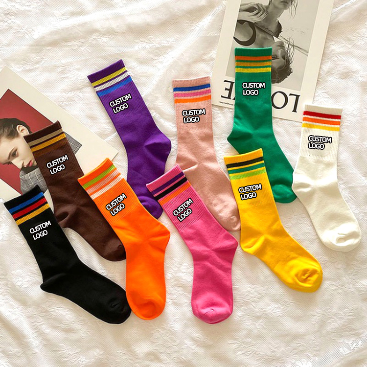 Boots Under The Hall Fashion Trendy Letters Big Color Bar Net Red Wind Ladies Casual Pile Female Socks Wholesale