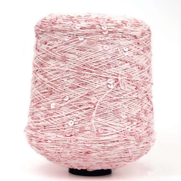 Hot selling Cotton hand knitting crocheting yarn with 3MM+6MM sequin yarn 5ply cotton on wholesale