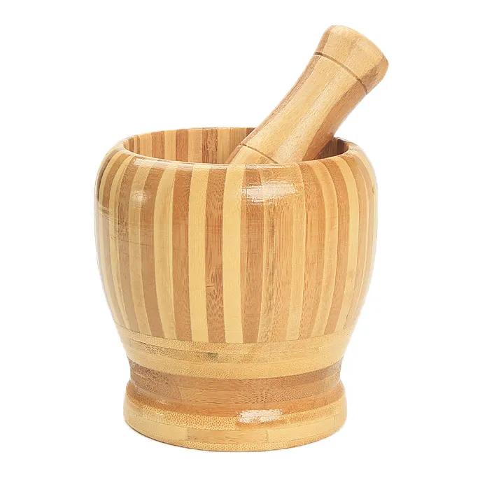 Wholesale Natural Color Durable Bamboo Mortar And Pestle Set
