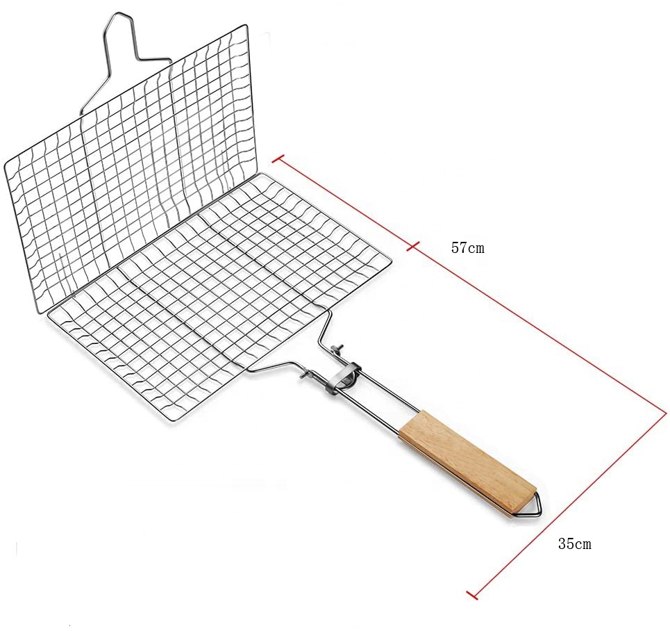 Folding Portable Fish Vegetables Shrimp Wire Mesh Stainless Steel Baking BBQ Grill Basket