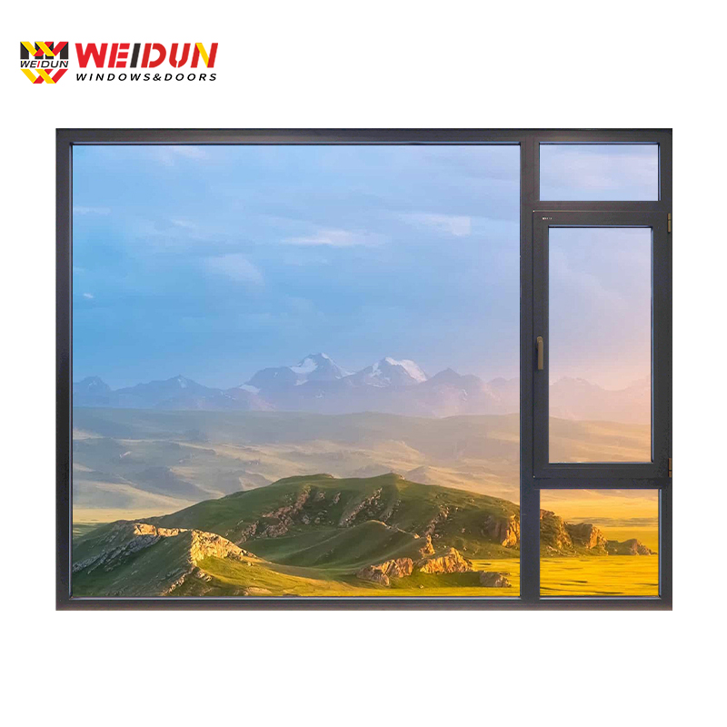 Weidun VF70 Commercial Building Aluminum Casement Window Double Toughened Glass with Modern Thermal Break Design