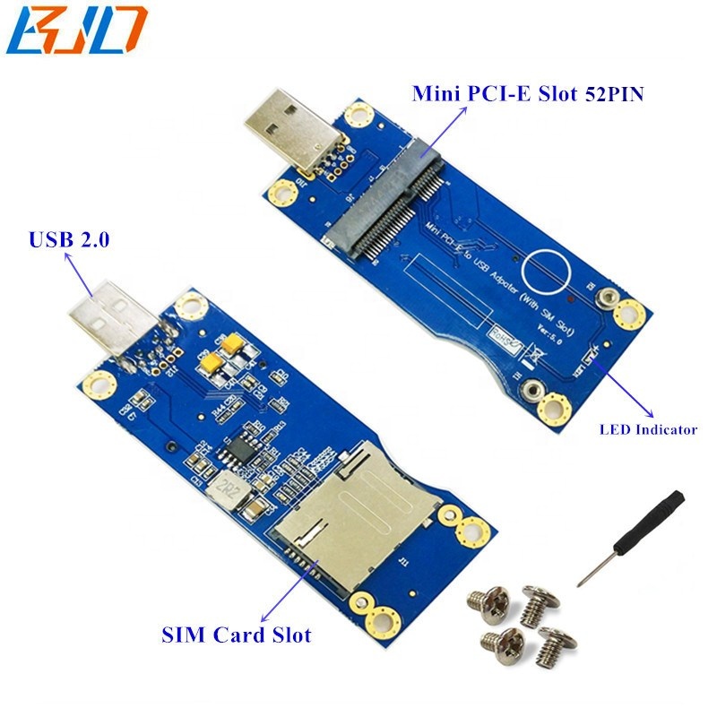Mini PCI-E PCIe к USB 2,0 адаптер для конвертации карт с слотом для sim-карты VER 5,0 для 3G/4G/GPS/WLAN/LTE беспроводной модуль в наличии