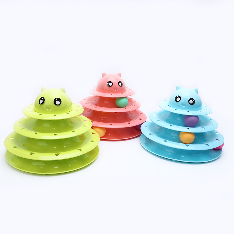 Игрушка для кошек, роллер, игрушки для кошек, 3 уровня, башни, треки, роллер для кошек, поворотный круг с красочным шаром, интерактивный котенок