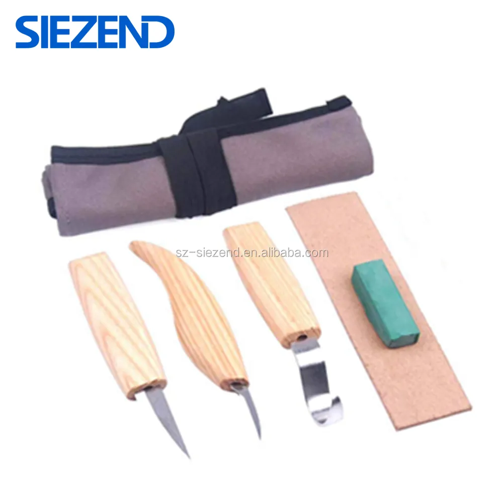Hand Tools Wholesale Wood Carving Tools Set, 5 in 1 Kit for Beginners Sharpener Chip Whittling Wood Carving Knife Set