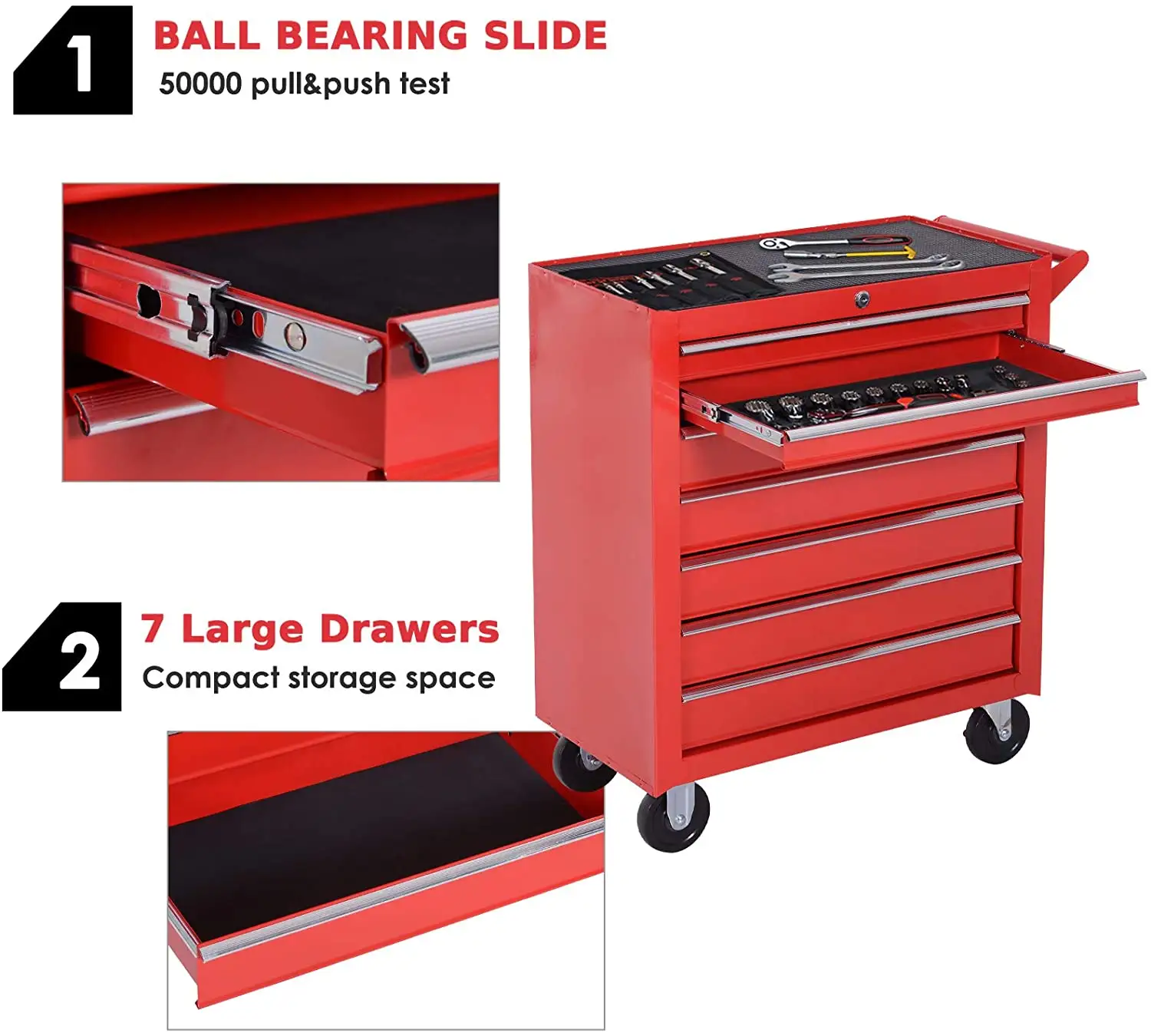 Trolley Workshop Cheap Metal Movable Tool Chest Rolling Tool Set Box 7 Drawer Mechanics Tool Cabinet For Car