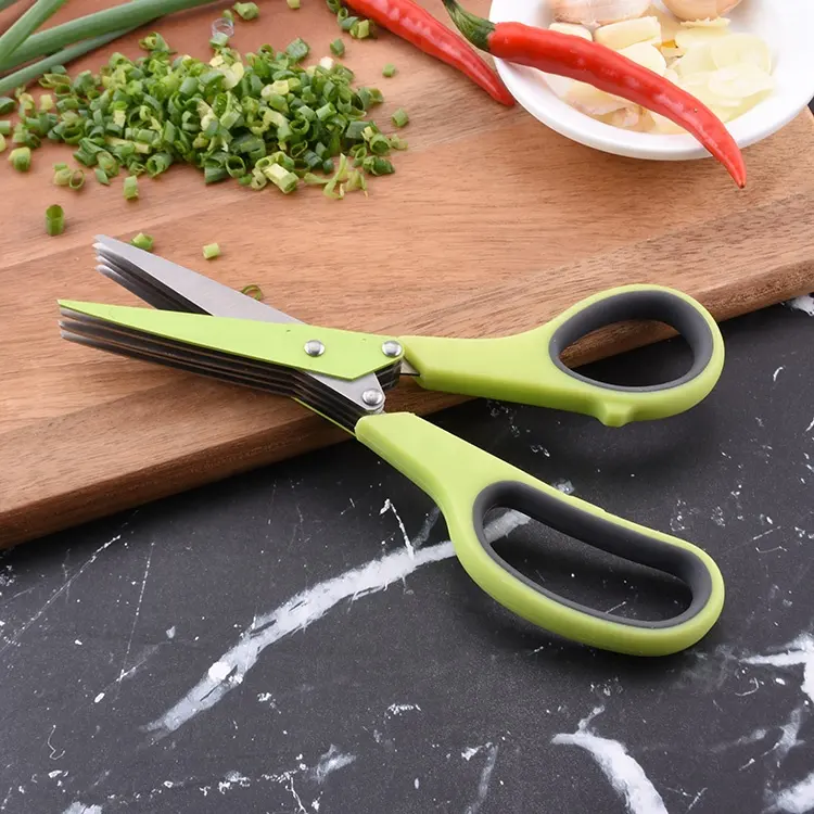 Hot Sale Stainless Steel 5 Blades Herb Scissors Spice Scissors Non-stick Coating