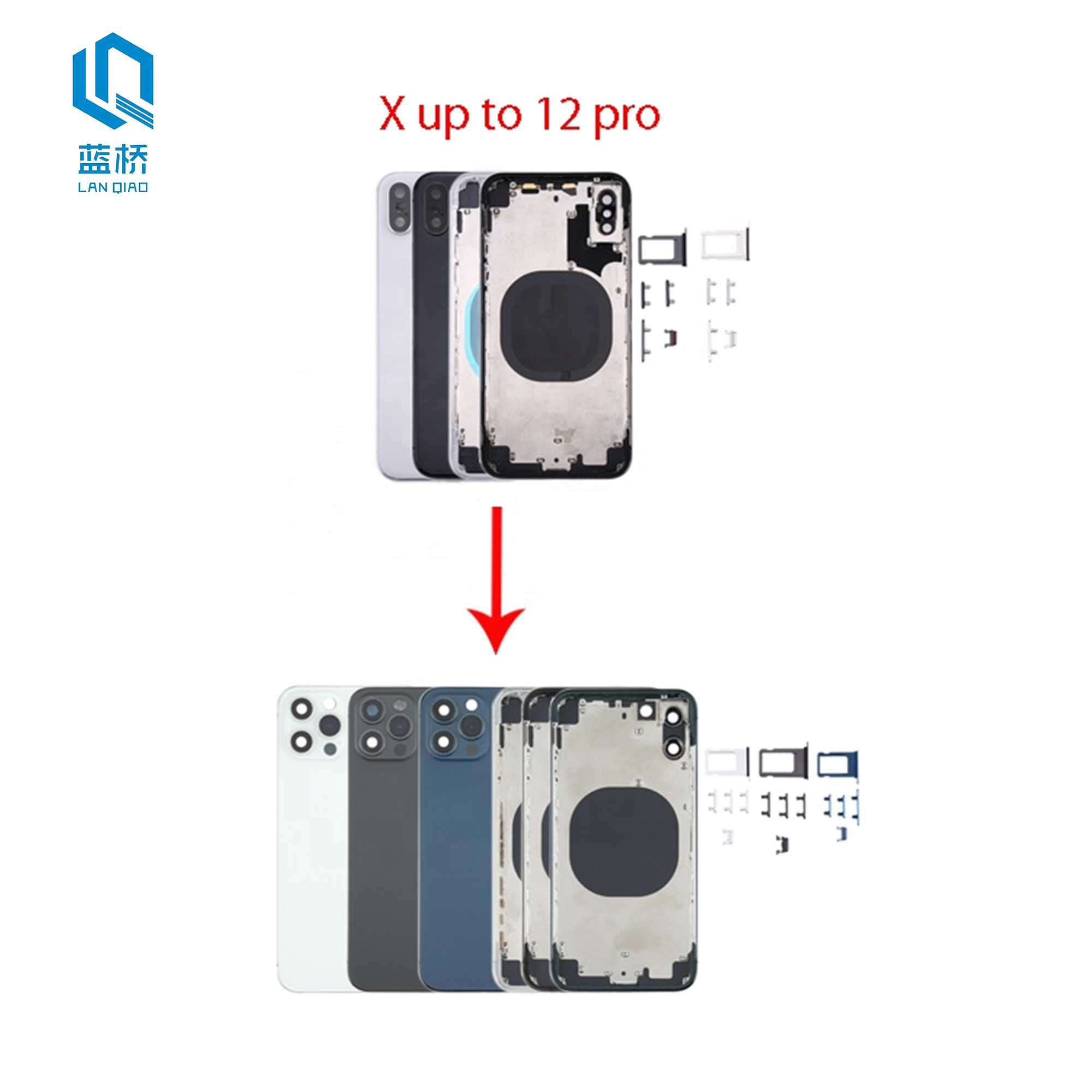 Чехол для IPhone 12 Pro, задняя крышка, средняя рамка в сборе с логотипом, профессиональные мобильные телефоны