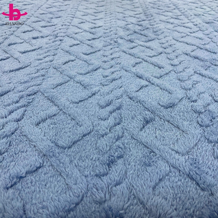 OEM Factory Cozy Soft Jacquard plush Fleece Fabric Two-sided Warm Fuffy Soft Plush Fleece Jacquard Pajamas Sherpa Fabric