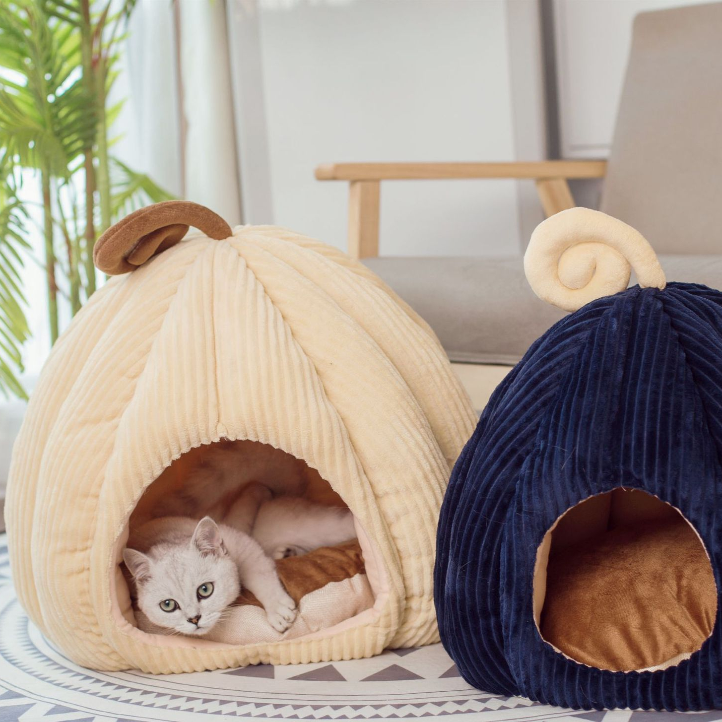New Deep Sleep Comfort In Winter Cat Bed Little Mat Basket For Cat's House Products Pets Tent Cozy Cave Beds Indoor