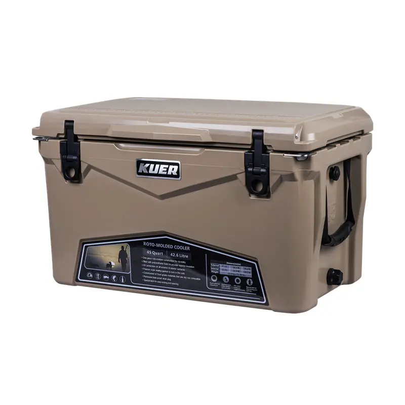 Kuer 45QT roto molded plastic ice chest cooler box, cooling box for outdoor camping and fishing