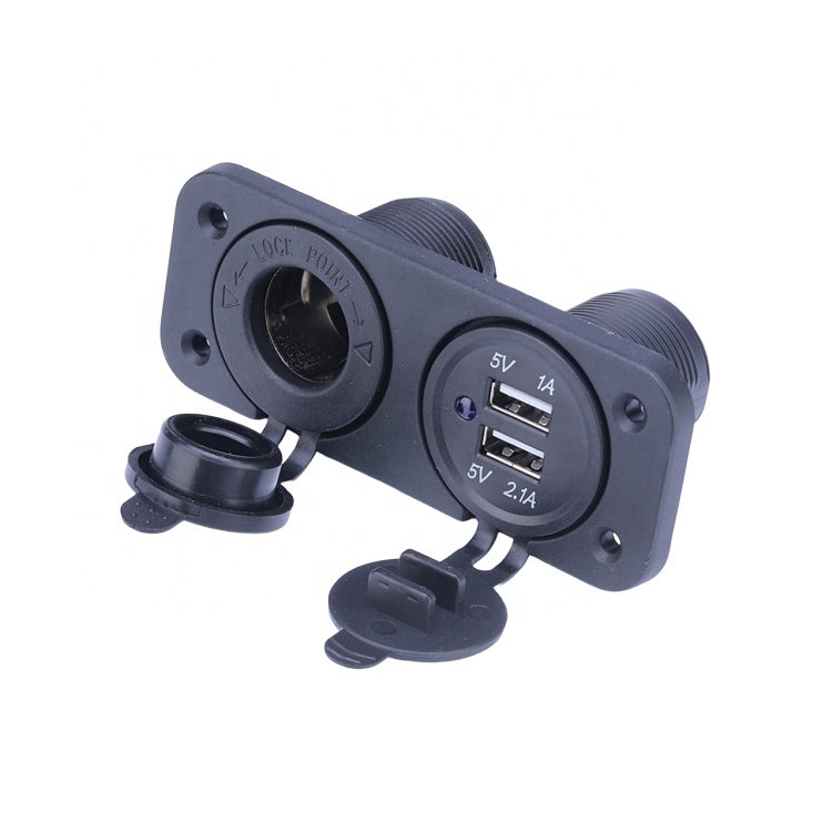 Автомобильное зарядное устройство с 2 USB-портами, 12 В, 2,1 а/1 А
