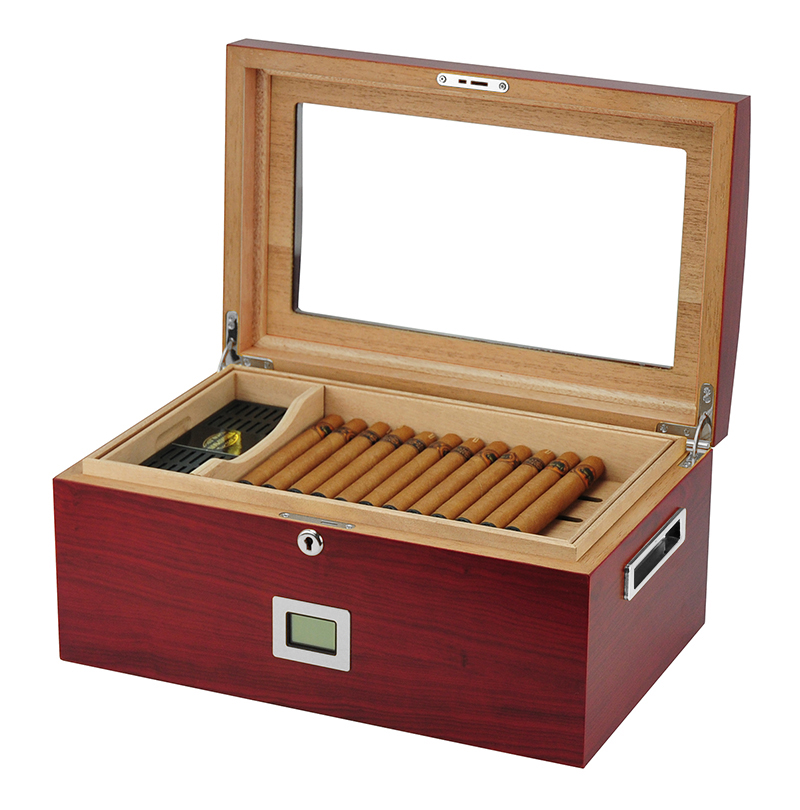 High-end Custom Wooden Cigar Box with Humidifier & Digital Hygrometer for Storage Cigars