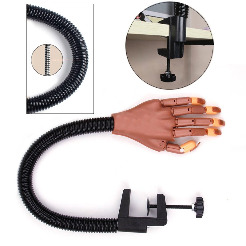 Nail Art Practice Equipment with 100pcs False Nails Adjustable Flexible Manicure Training Prosthetic Hand Nail Art False Hand
