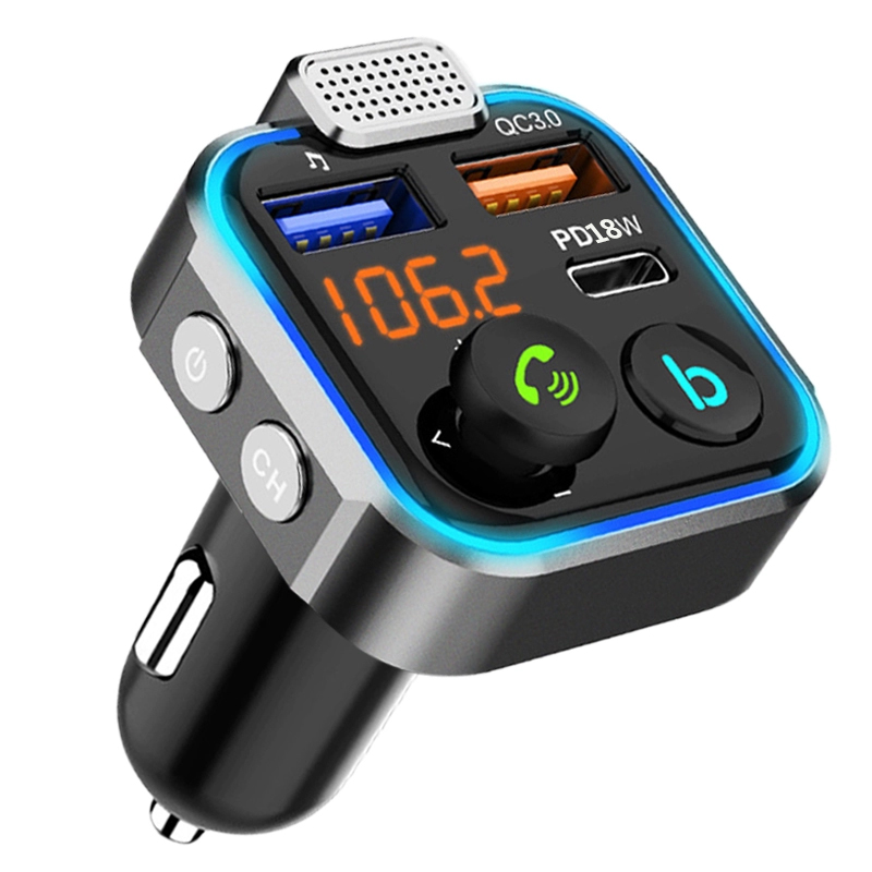 QC3.0 PD 18 Вт зарядное устройство Bluetooth 5,0 автомобильный fm-передатчик одна кнопка Бас mp3-плеер внешний большой микрофон музыкальный плеер
