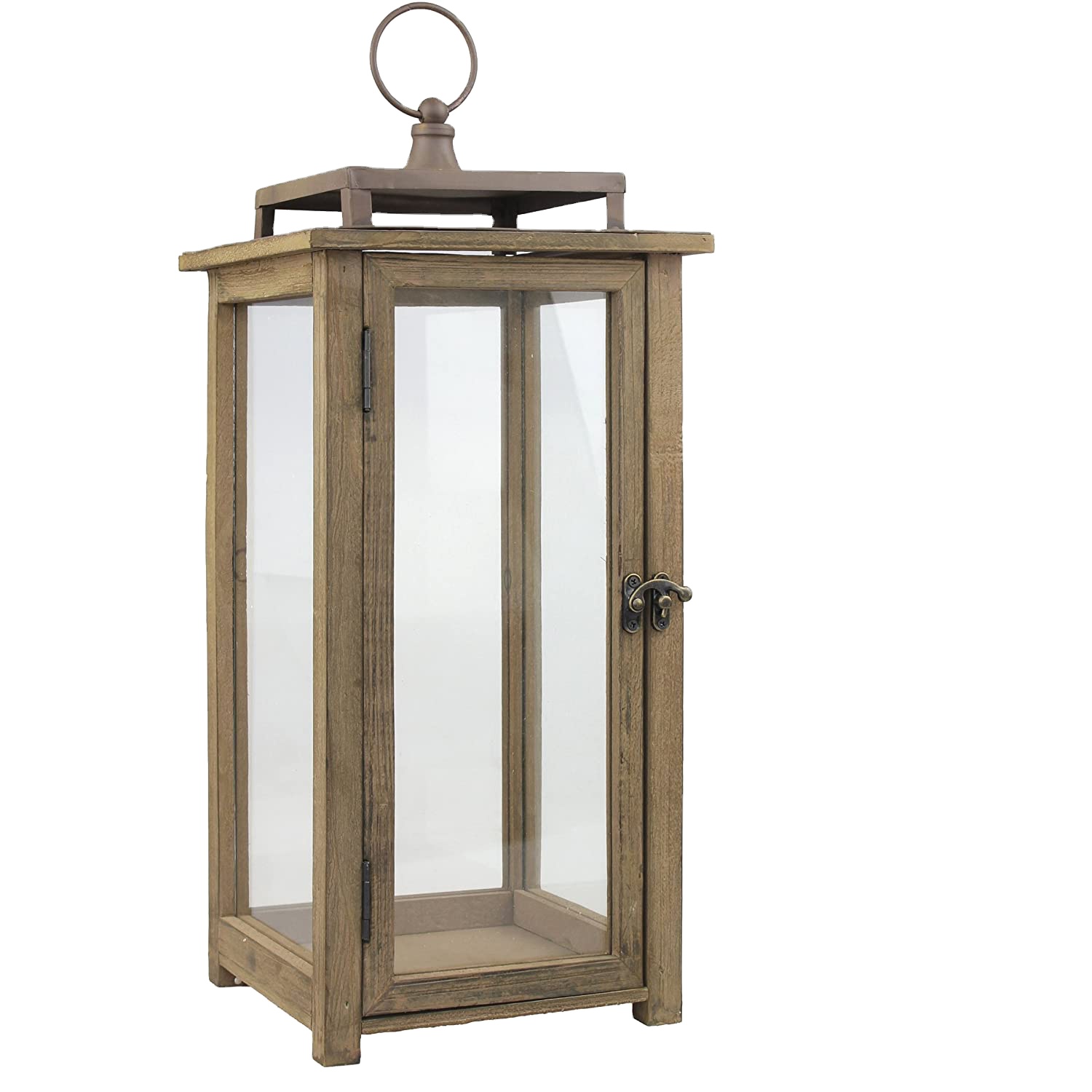 Custom country style wooden Hurricane candle lanterns with handles and hinged doors