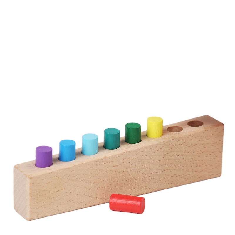 Development Practice Children Teaching Aids Montessori Wooden Blocks Cylinder Stick Baby Preschool Educational Game