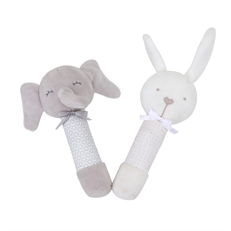 Baby Plush Animals Rattles Soft Stuffed Hand Bell Plush Toy With Squeaker