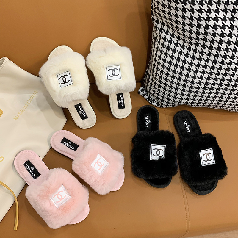 Daily Fur Slippers Cozy Shoes Women 3 Colors cc Winter Women's Flats With Fluffy Plush