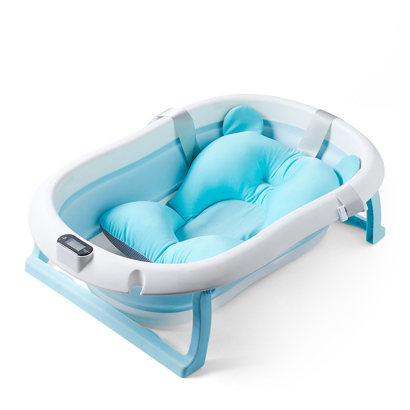Children's folding bath bucket baby bathtub bathtub temperature measuring sitting lying household baby bathtub set