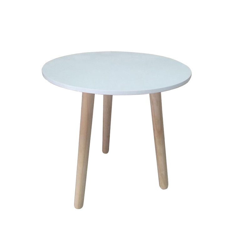High Quantity Modern Simple Home Table Three Feet White Round Woode Side Coffee Tables
