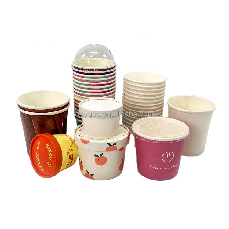 Disposable custom logo single wall ice cream tubs with lid