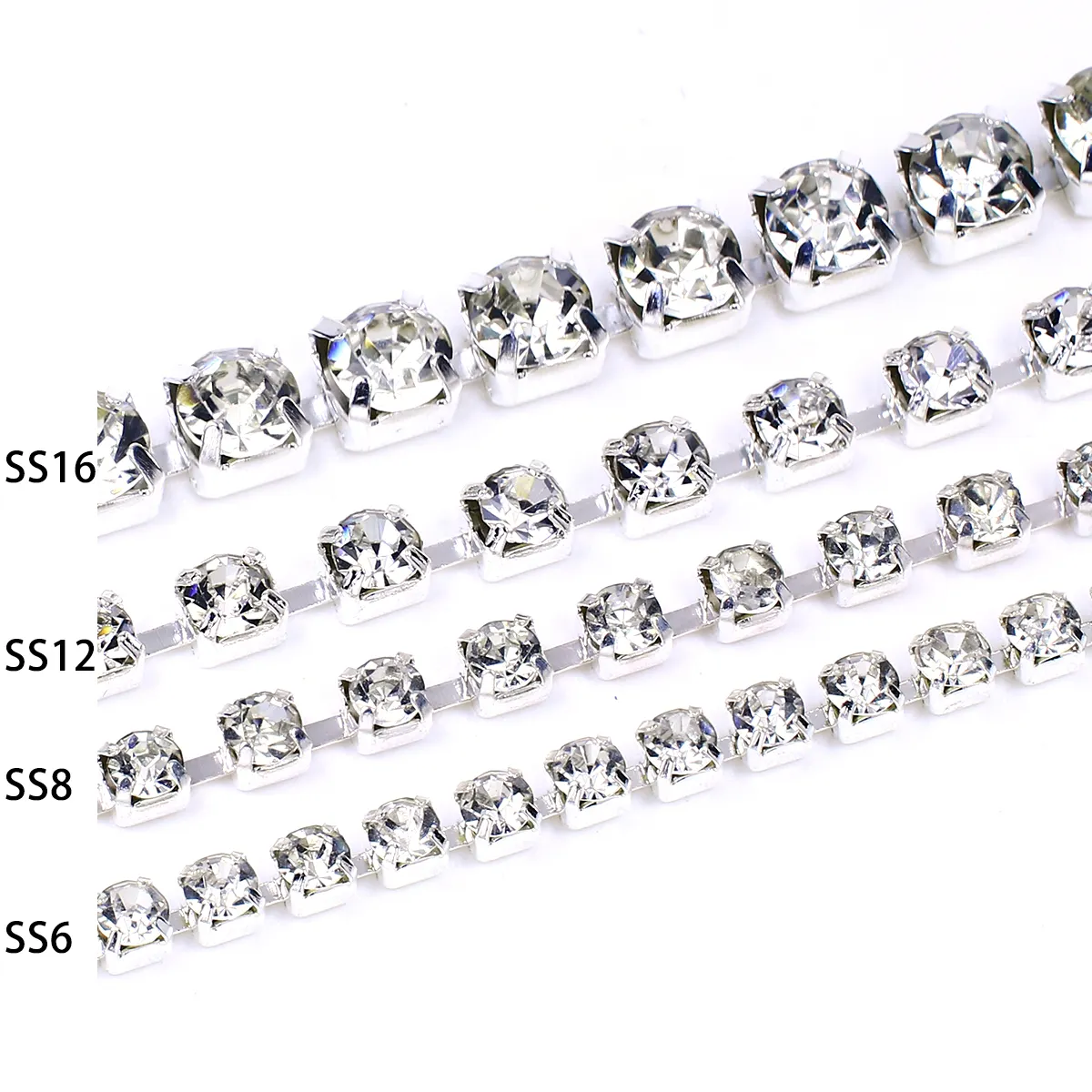 SS6 Crystal cupchain solid back Square base 4 leg claw Rhinestone Cupchain Trimming strass for Clothes Dresses