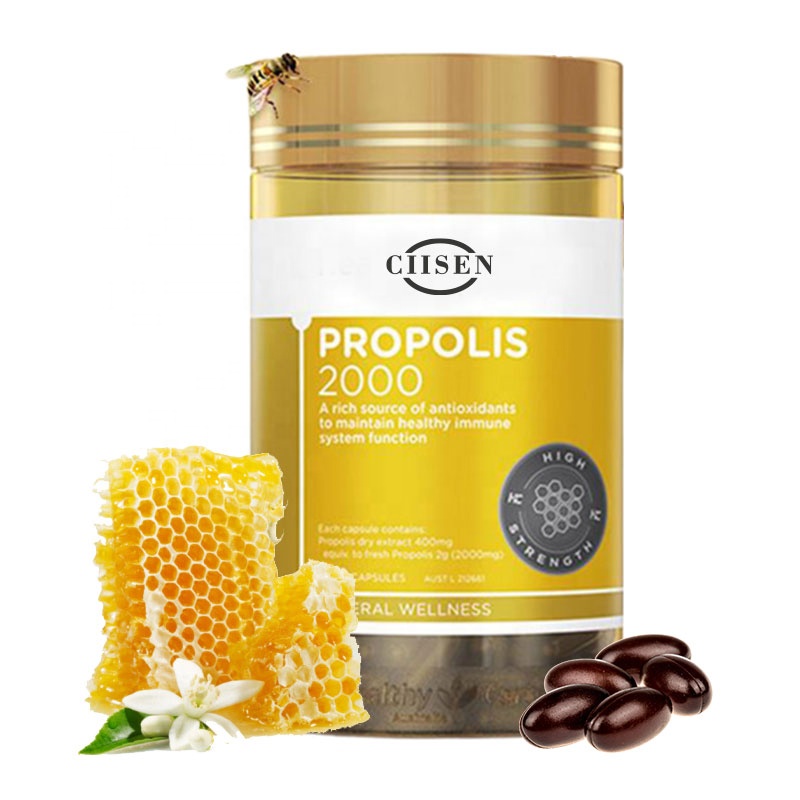 Natural nutrition propolis milk granules extract supplement oem bee royal jelly pollen 1000mg 500mg softgels