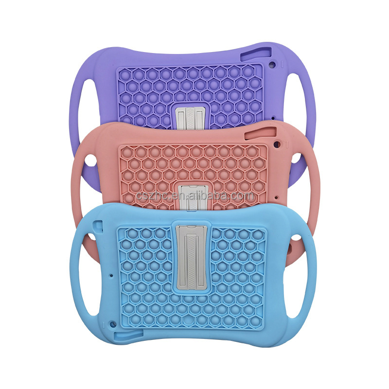Unique Design Fidget Bubble Sensory Toys Silicone Tablet Shell Case with Fold Kickstand