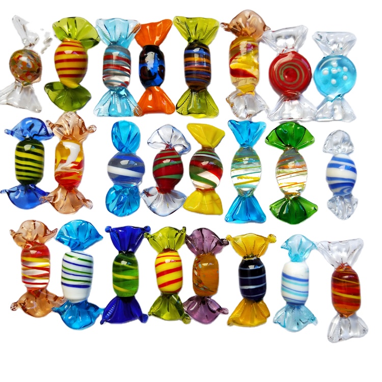 Christmas gift multicolor hand made lampwork glass candy