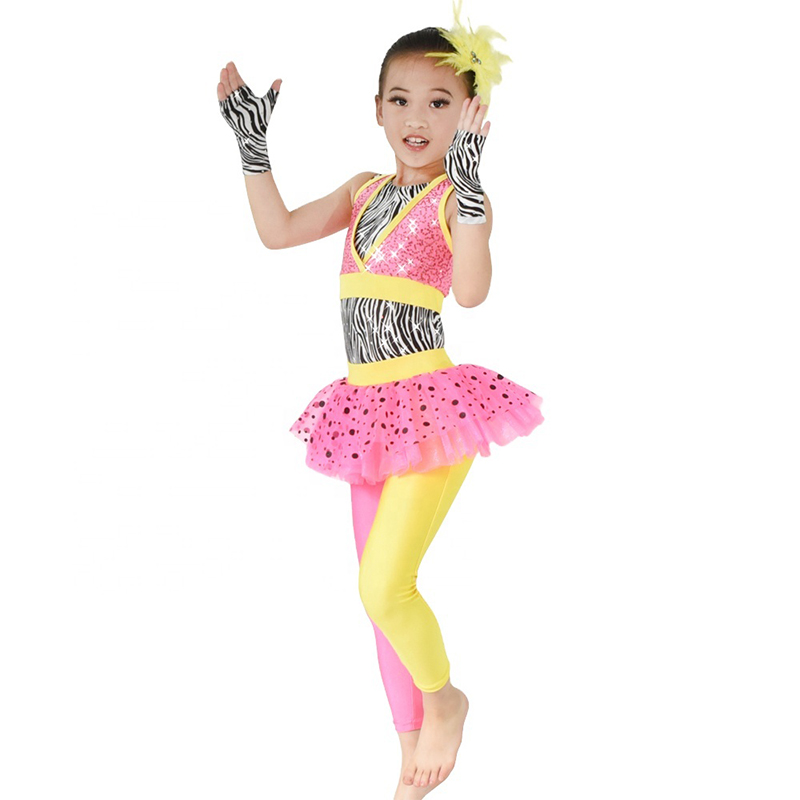 MiDee Stunning girls modern dance costumes 3 piece set suit cheerful hip hop outfits Jazz stage competition performance wear