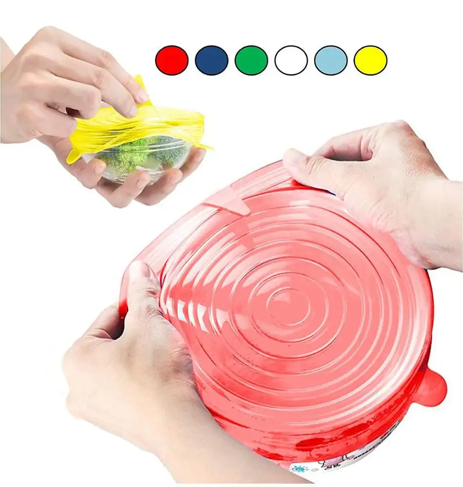 6pcs Bowl Pot Lid Silicone Stretch Lids Universal Silicone Cover Pan Cooking Kitchen Accessories Food Wrap