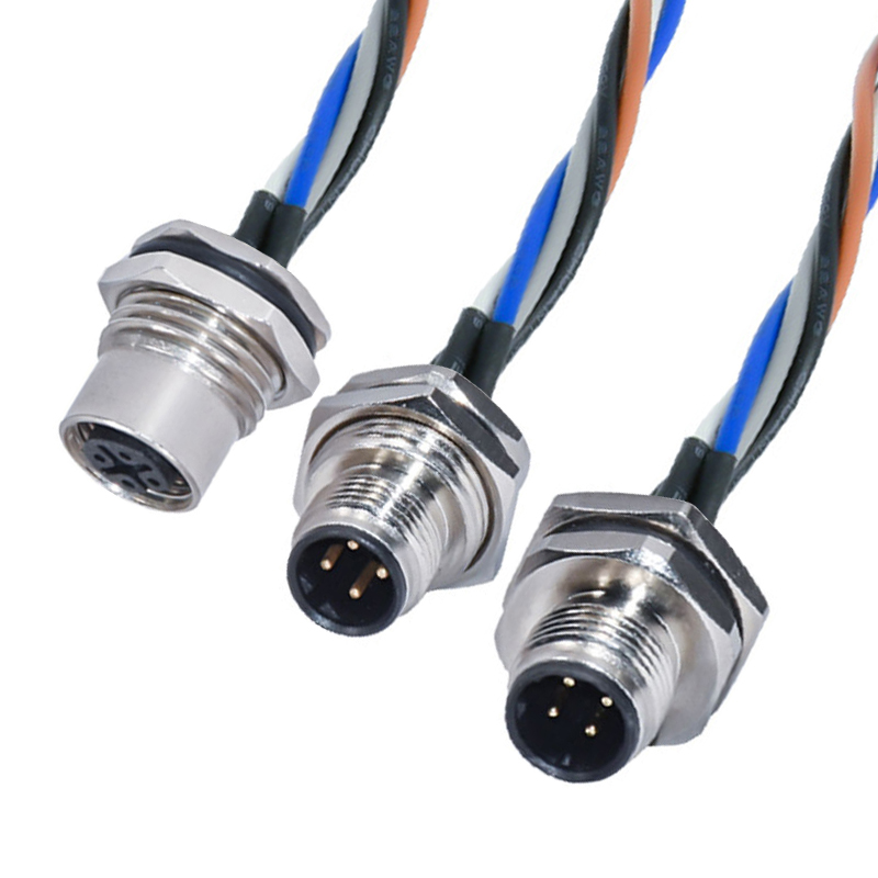 M12 коннектор, крепление панели 2 3 4 5 6 8 12 17 pin Ip67 Ip68, водонепроницаемый штекер, гнездо M12, проводной кабель с задним креплением