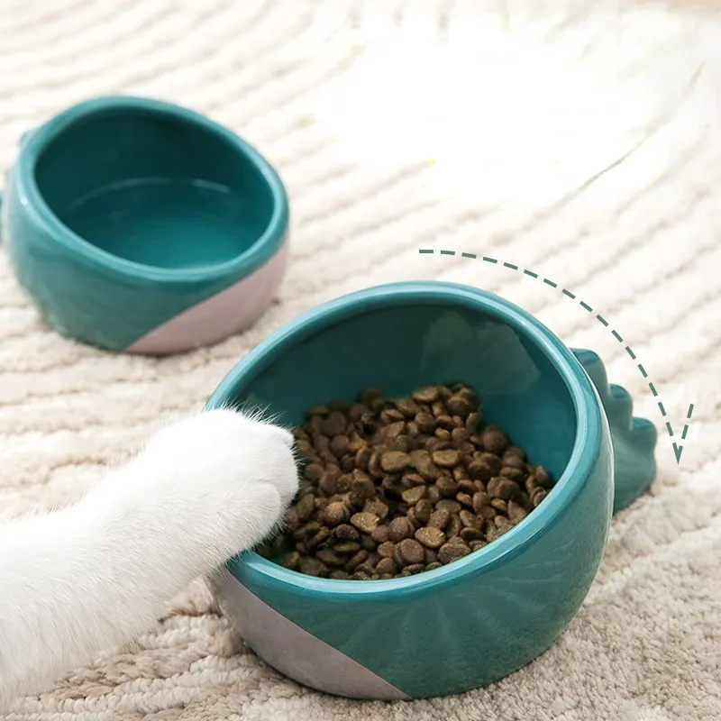 Cute Dinosaur Bowl Ceramic Bowl Cat Drinking Water Food Bowl