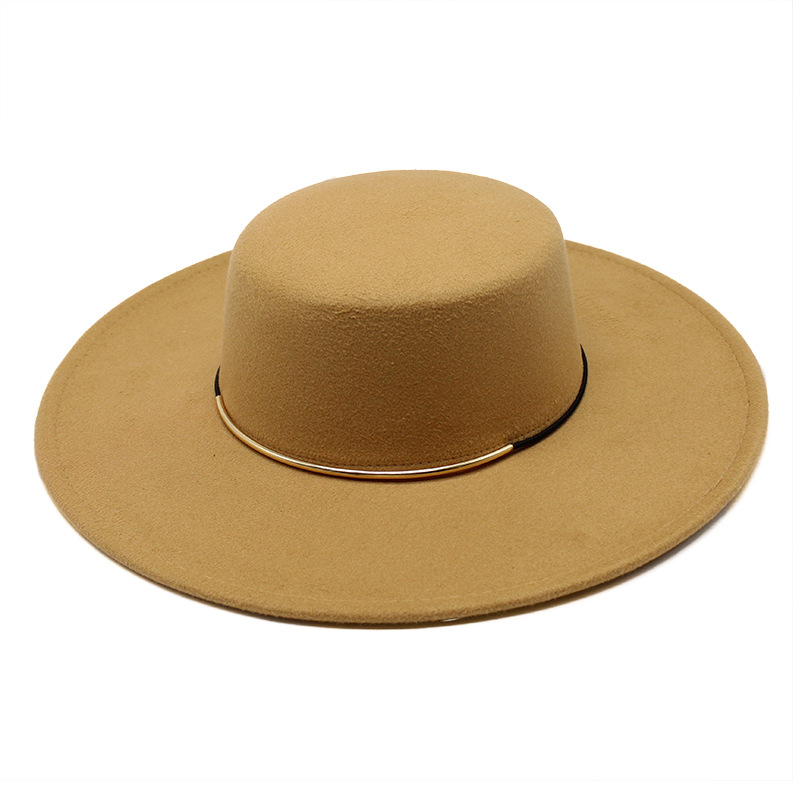 Winter 10cm Brimmed Fedora Hat Adjustable Warmth Thicken Wool Top Hats