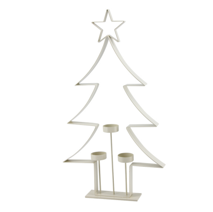 Festival White Metal Stand Candler for Home Decor Unique Design Tree Candle Holder for Christmas