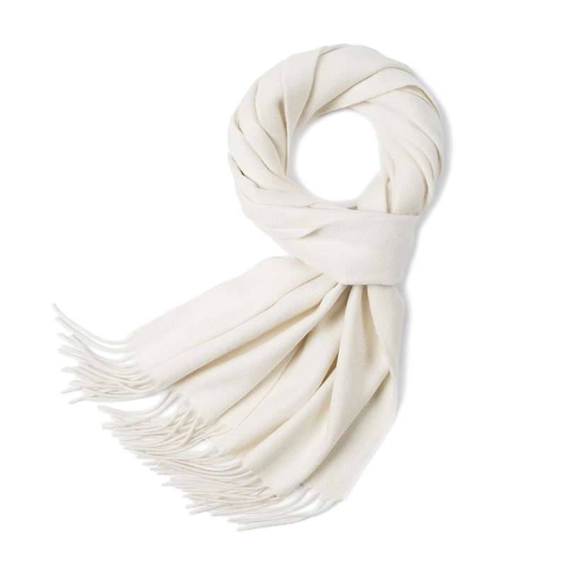 Inner mongolia factory BK cashmere winter solid color offwhite plain wool scarf