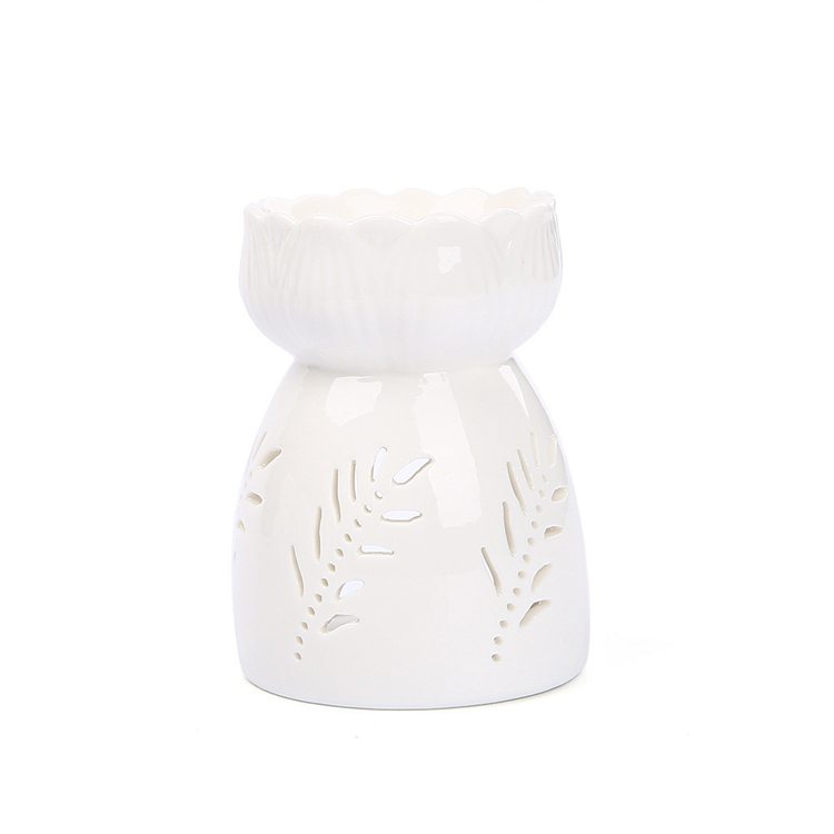 Wholesale Decorative White Ceramic Wax Melt Warmer Simple Aroma Fragrance Oil Burner Candle
